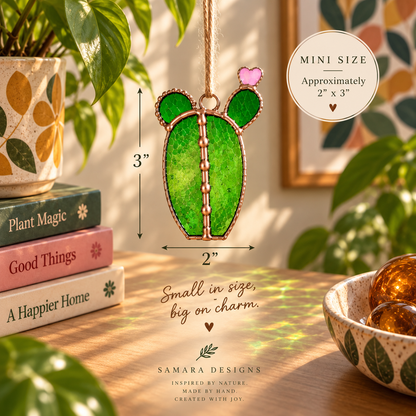Mini Cactus Stained Glass Ornament Set