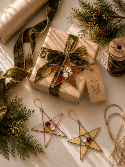 Retro Holiday Collection
Handmade Stained Glass Star Ornament Set - Samara Designs Studio