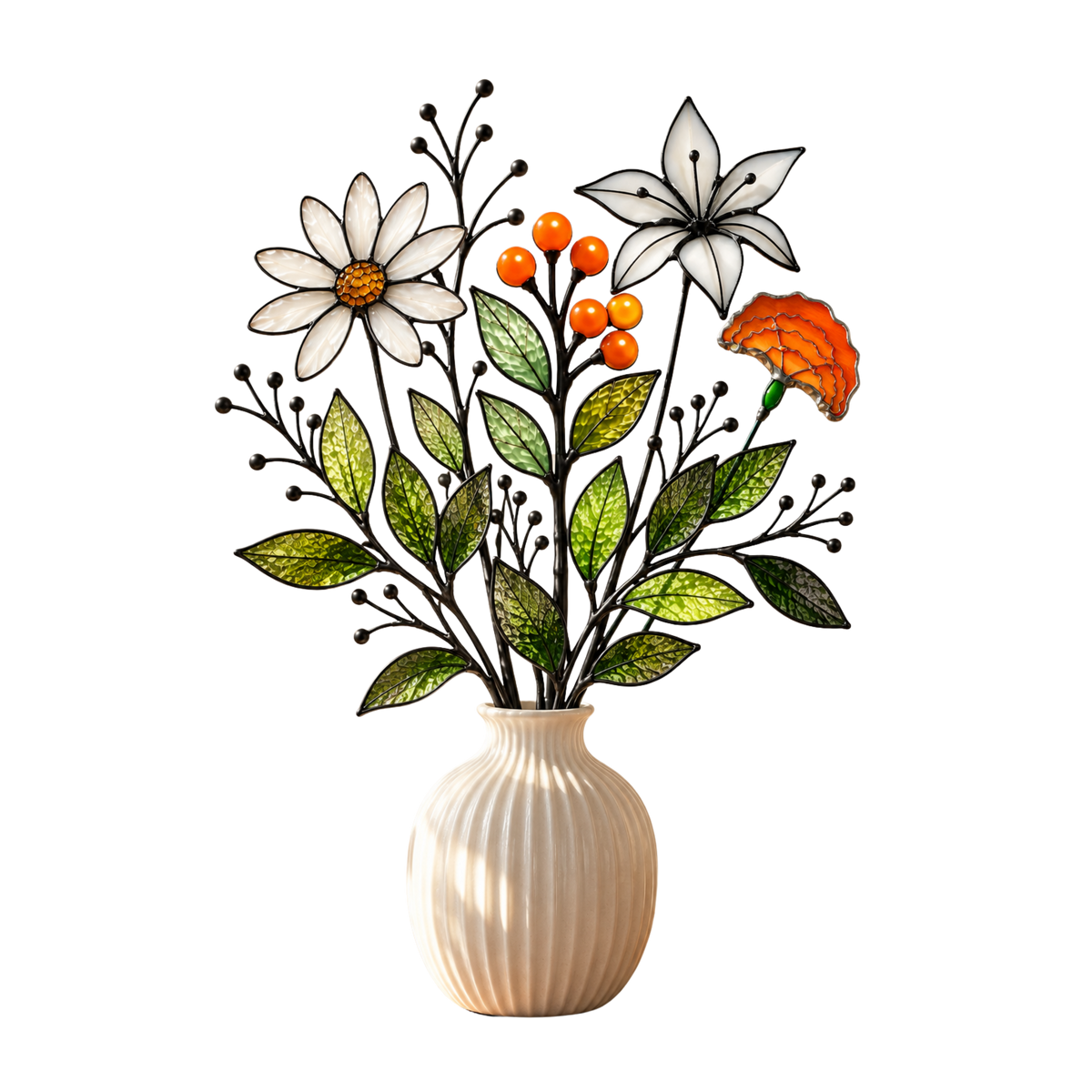 Orange Meadow | Stained Glass Botanical Bouquet - Samara Designs Studio