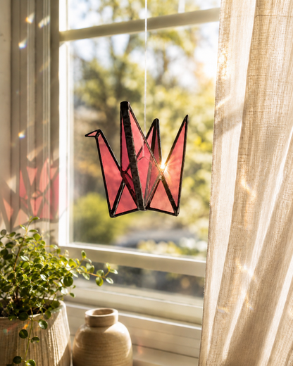 Stained Glass Origami Crane Suncatchers- Bird of Happiness - Samara Designs Studio