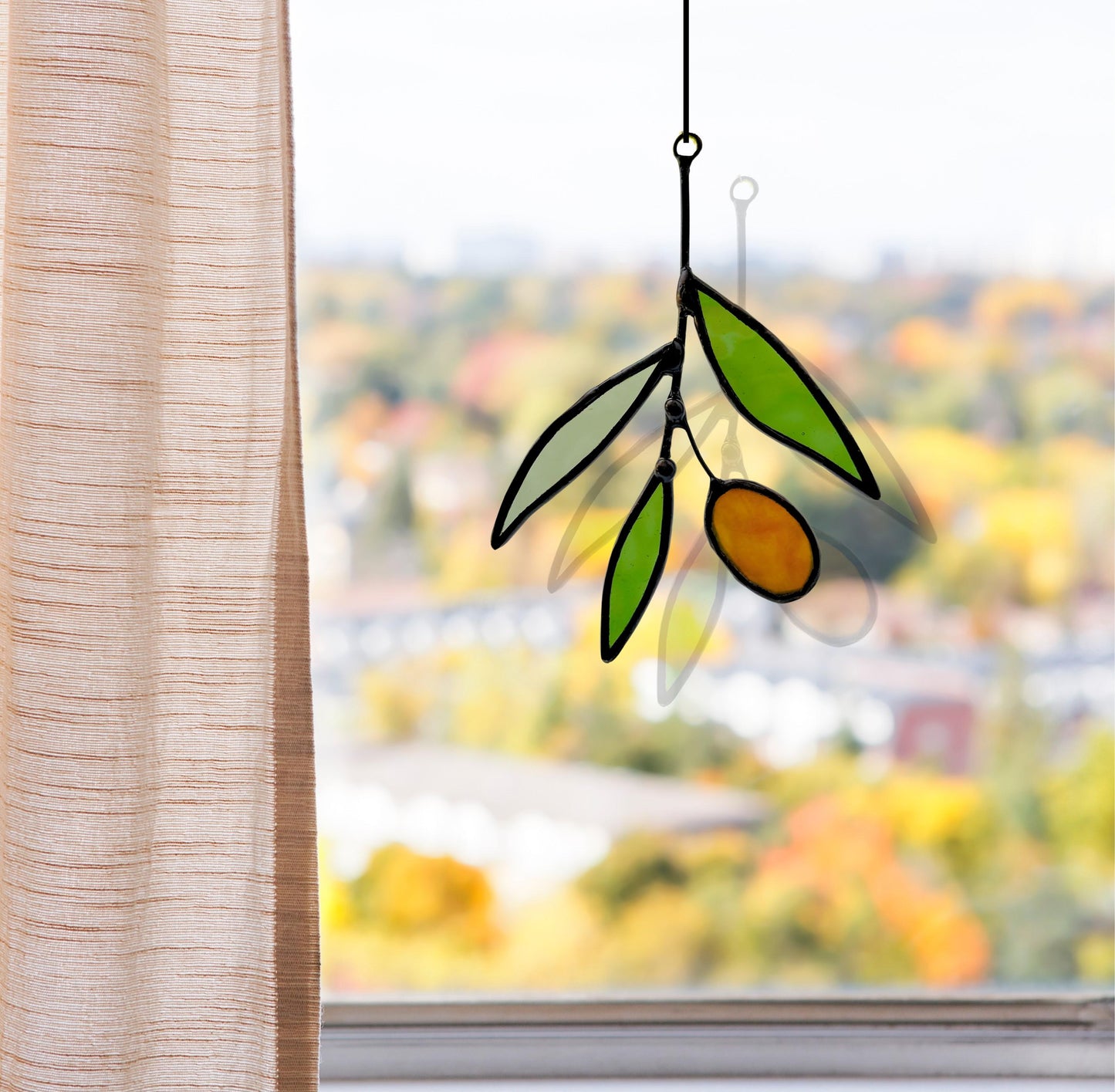Mini Glass Olive Branch Suncatcher
