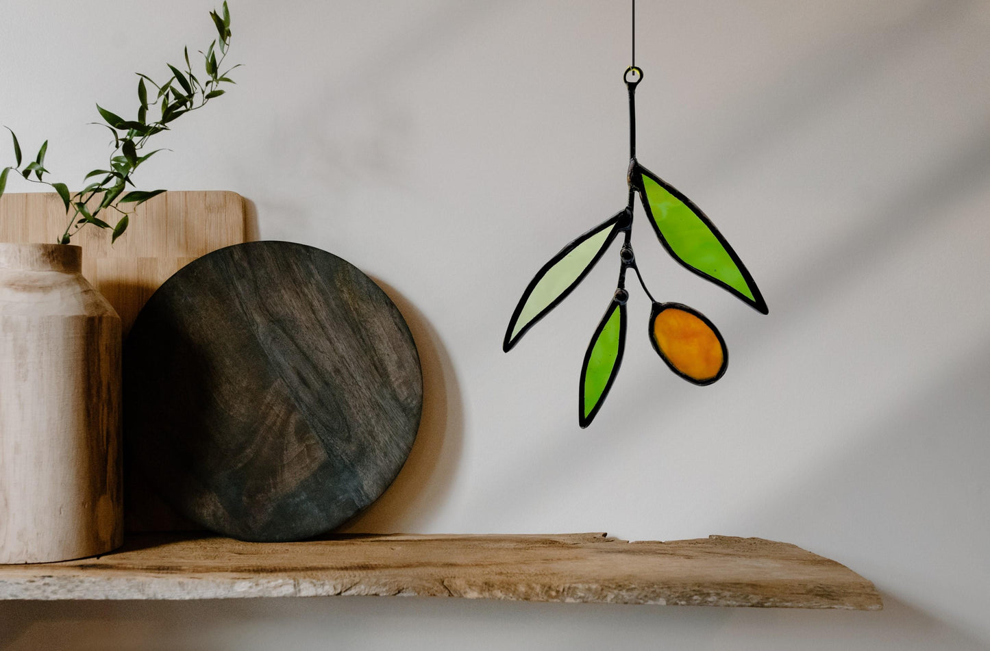 Mini Glass Olive Branch Suncatcher
