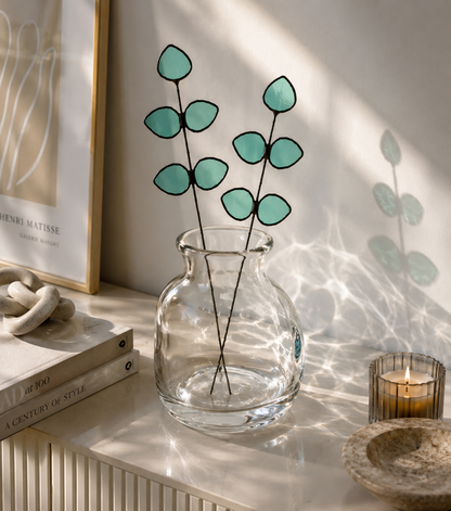 Gum Drop Eucalyptus Sprig – Handmade Stained Glass Gift - Samara Designs Studio