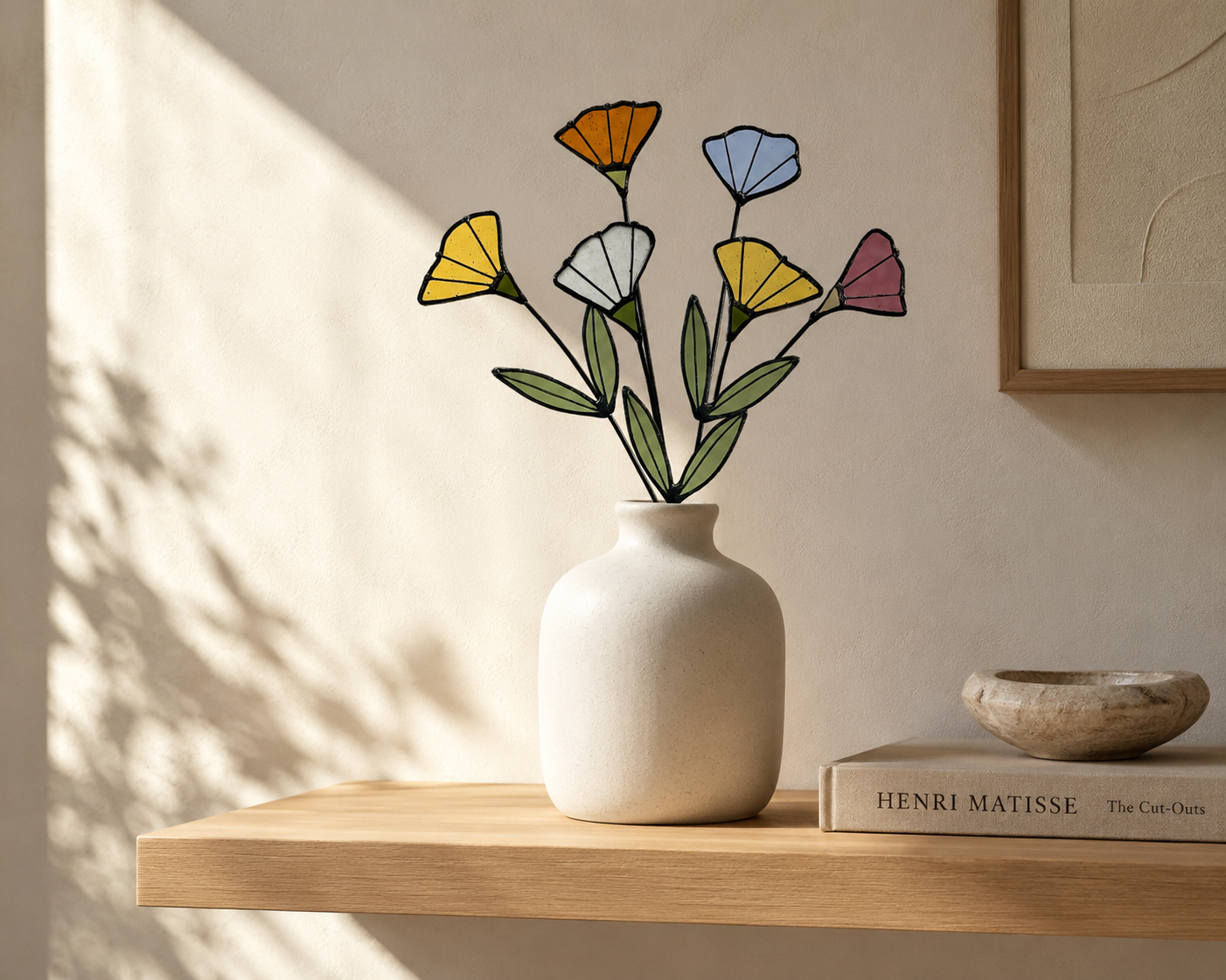 Handmade Stained Glass Wildflower Arrangement – Colorful Mixed Blooms - Samara Designs Studio