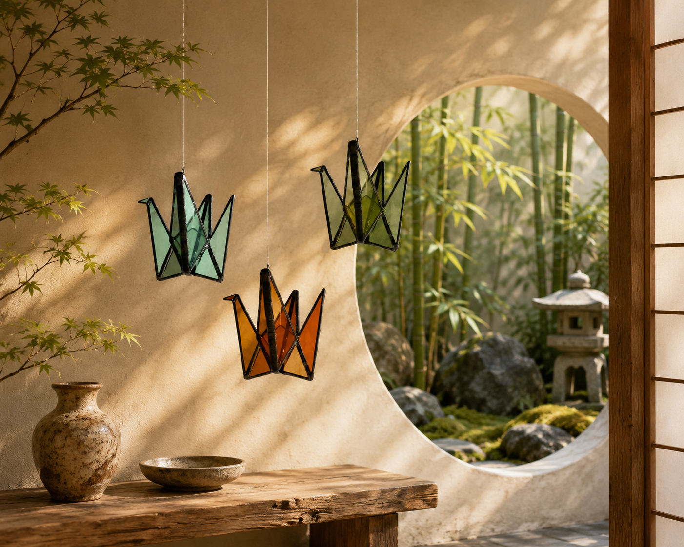 Stained Glass Origami Crane Suncatchers- Bird of Happiness - Samara Designs Studio