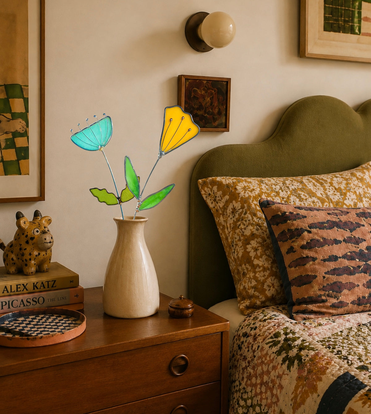 Handmade Stained Glass Floral Décor