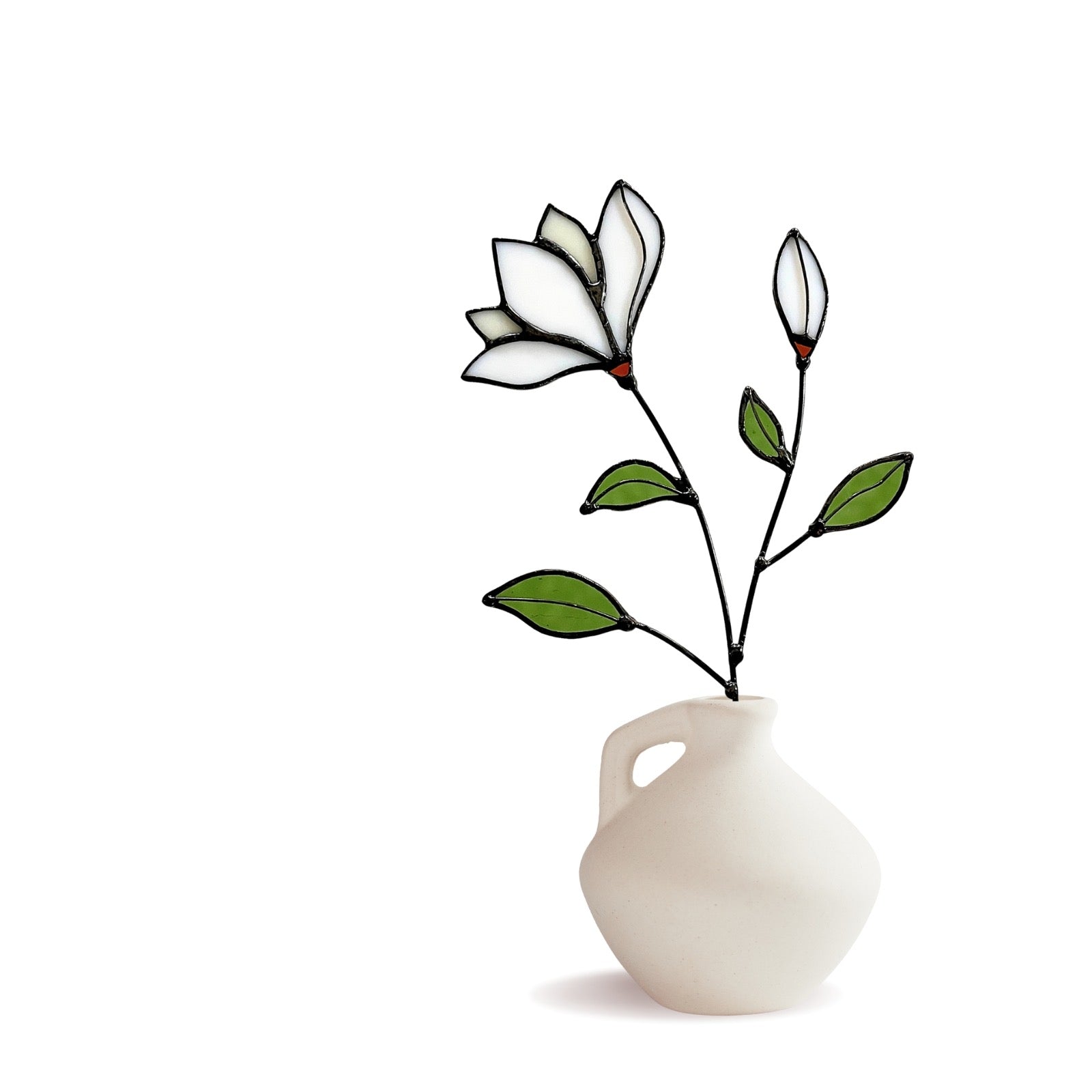 Handmade Stained Glass Magnolia Stem - Samara Designs Studio