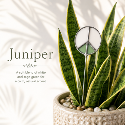Stained Glass Peace Sign Plant Stakes | Retro Hippie Decor - Samara Designs Studio