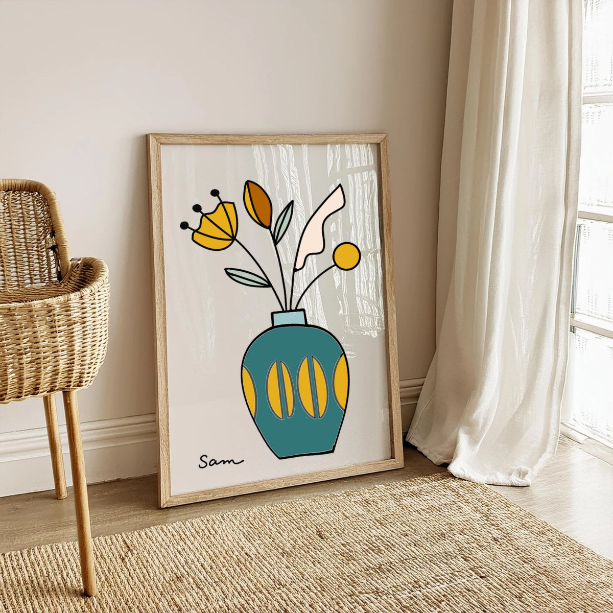 Floral Vase Art Print | Modern Botanical Wall Art | Unique Gift for Art Lovers & Home Decor - Samara Designs Studio