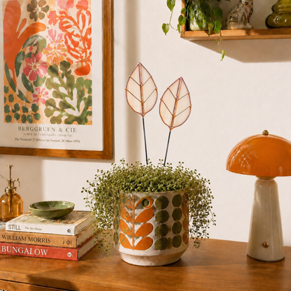 Handmade Stained Glass Leaf Stems & Plant Stakes