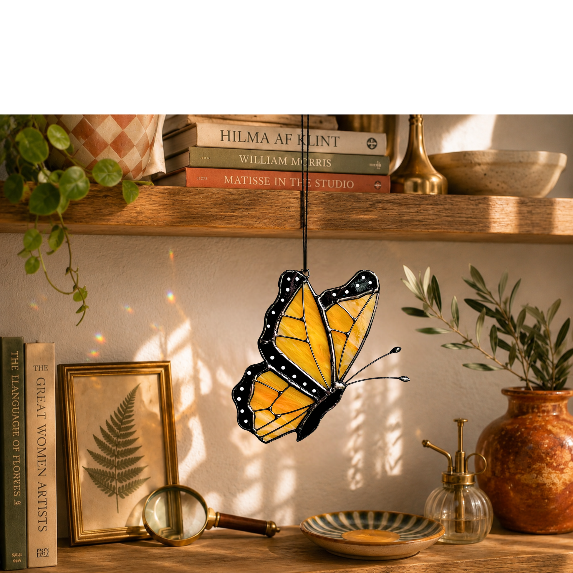 Stained Glass Monarch Butterfly Suncatcher - Samara Designs Studio