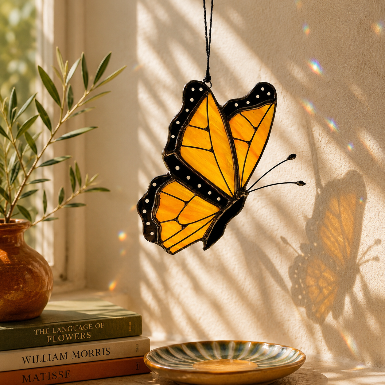 Stained Glass Monarch Butterfly Suncatcher - Samara Designs Studio