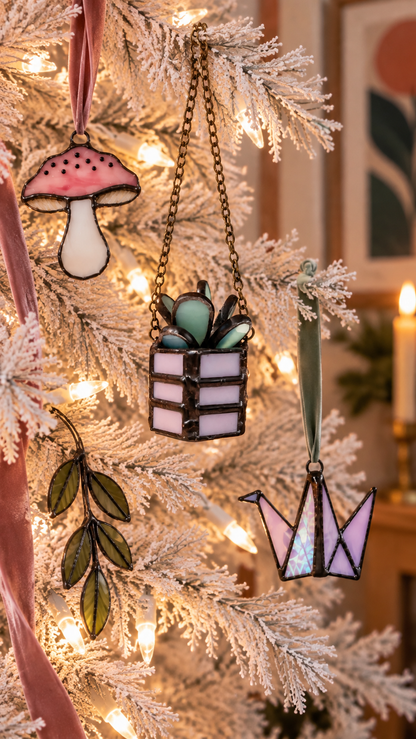 Mini Stained Glass Plant Ornaments