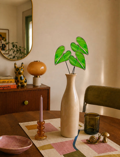 Small Stained Glass Elephant Ear Stems | Botanical Vase Decor & Plant Stakes