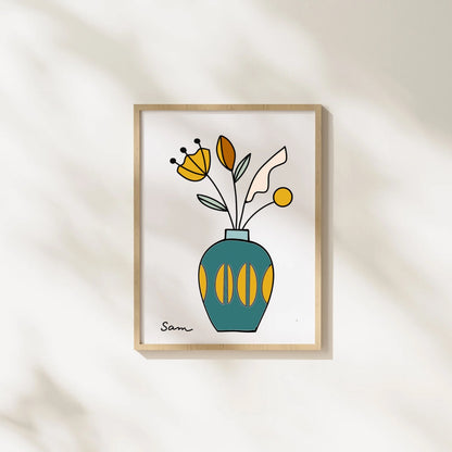 Floral Vase Art Print | Modern Botanical Wall Art | Unique Gift for Art Lovers & Home Decor - Samara Designs Studio