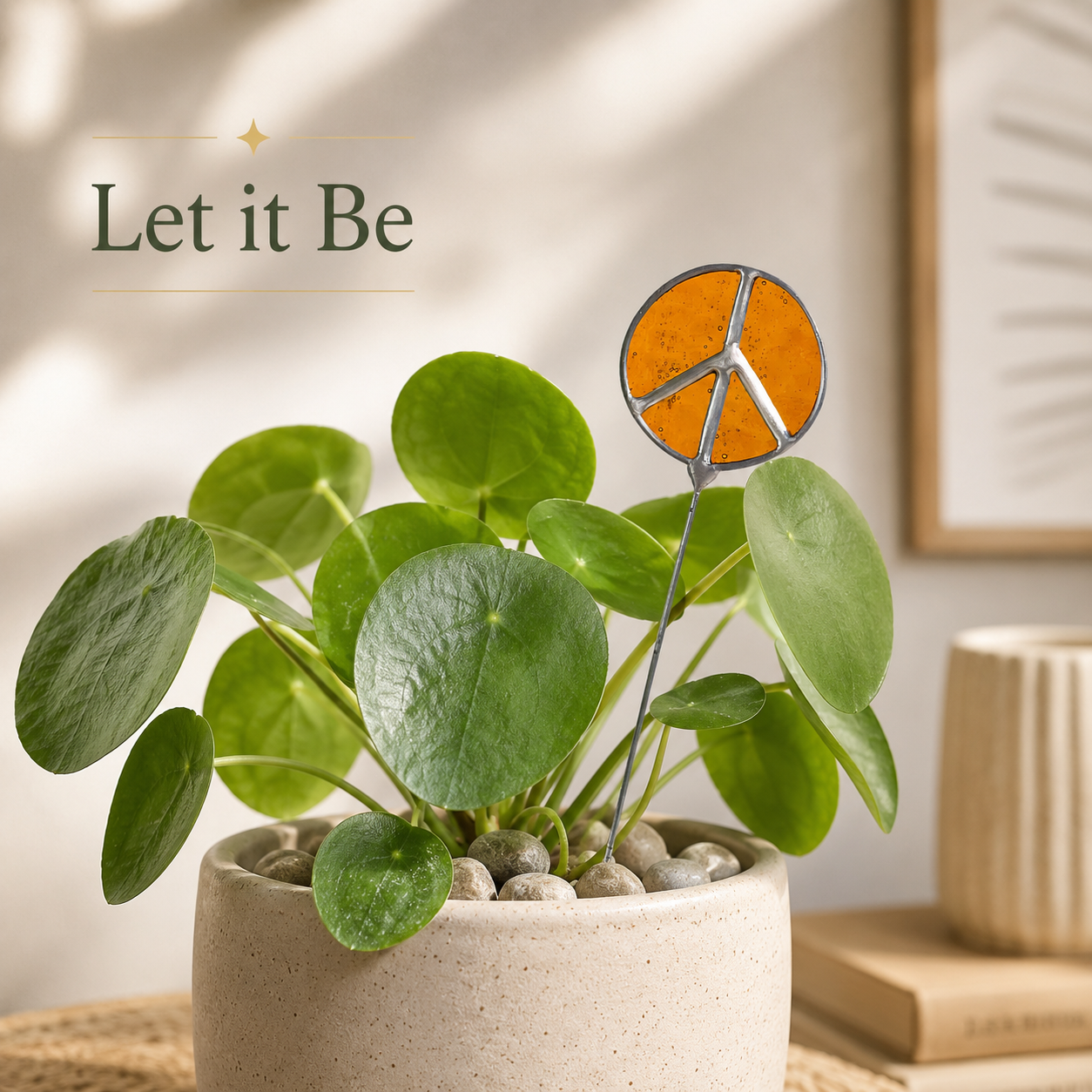 Glass Peace Sign Plant Stakes – Handmade Stained Glass Garden Decor - Samara Designs Studio