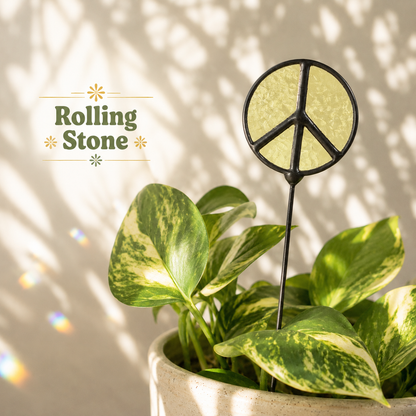 Glass Peace Sign Plant Stakes – Handmade Stained Glass Garden Decor - Samara Designs Studio