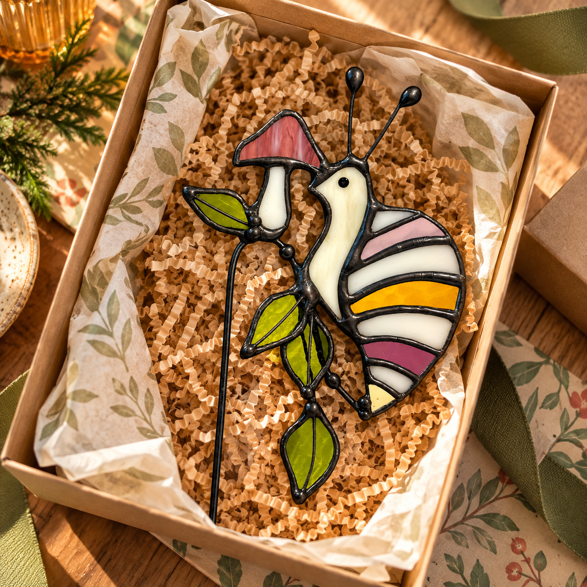 Woodland Snail Stained Glass Pot Hugger