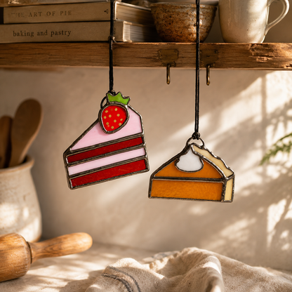 Stained Glass Cake & Pie Ornament Gift Set | Baker Gift, Christmas Ornaments & Suncatchers