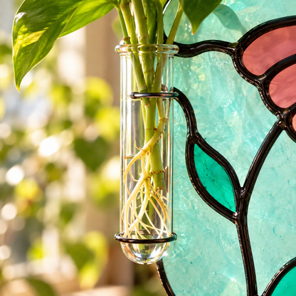 Stained Glass Plant Propagation Station | Mushroom or Wildflower - Samara Designs Studio