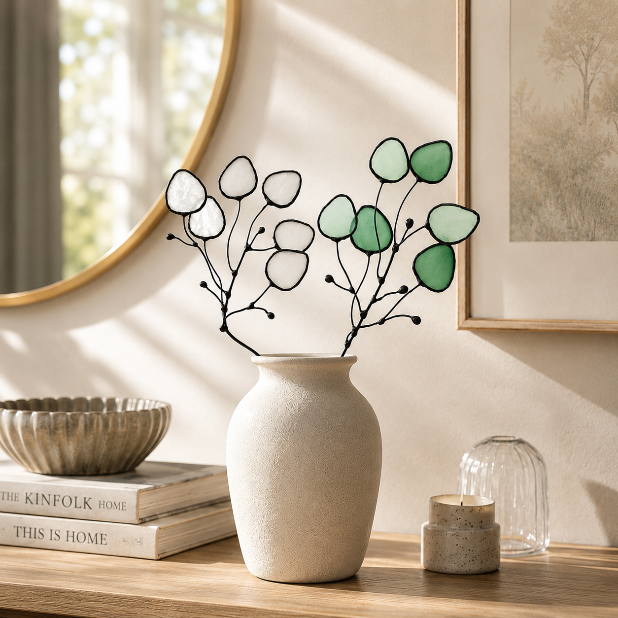Glass Seafoam Eucalyptus Sprig - Samara Designs Studio