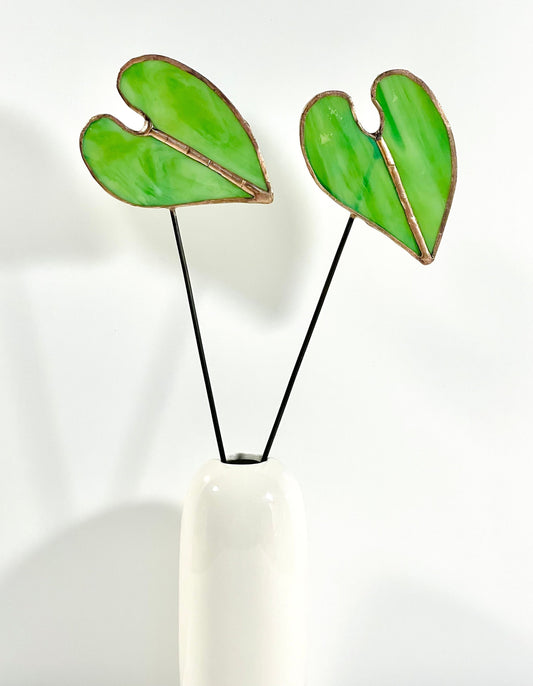 Glass Elephant Ear Plant Stake