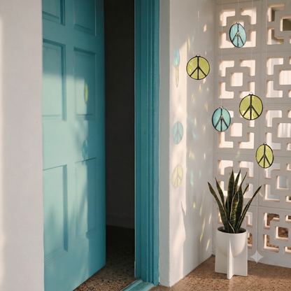 Peace Sign Stained Glass Suncatcher for Campers & Cozy Spaces - Samara Designs Studio