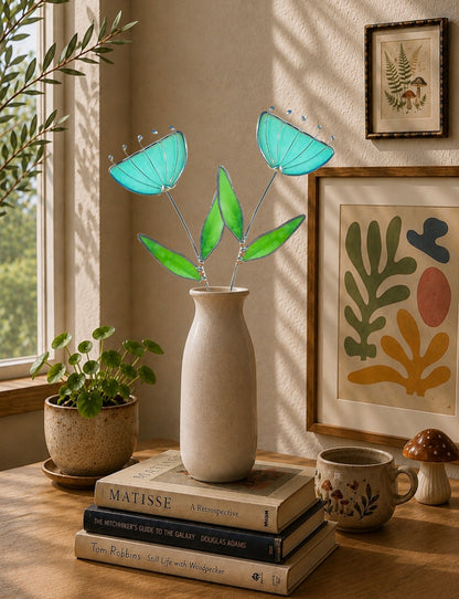 Handmade Stained Glass Floral Décor