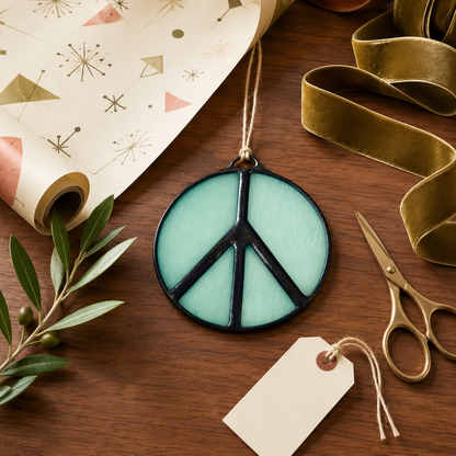 Peace Sign Stained Glass Suncatcher - Samara Designs Studio