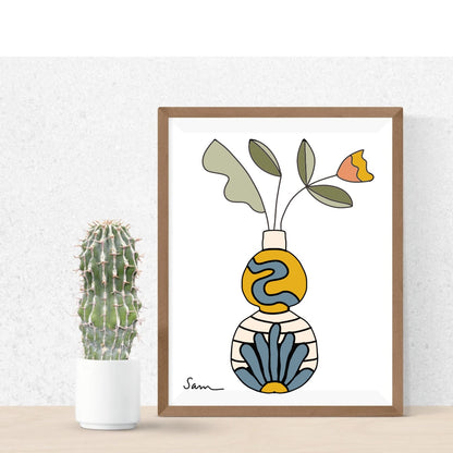 Boho Vase Art Print | Modern Botanical Wall Art | Unique Gift for Home & Art Lovers - Samara Designs Studio