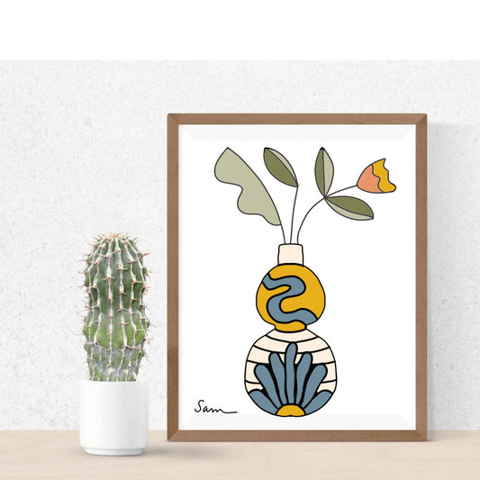 Boho Vase Art Print | Modern Botanical Wall Art | Unique Gift for Home & Art Lovers