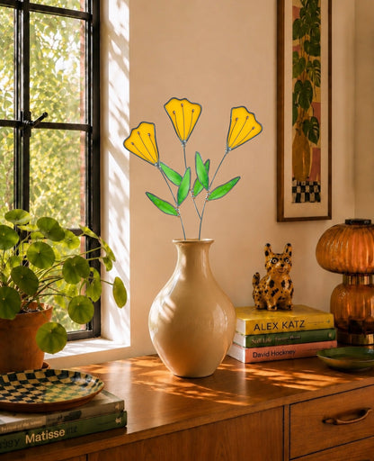 Handmade Stained Glass Floral Décor