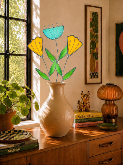 Handmade Stained Glass Floral Décor