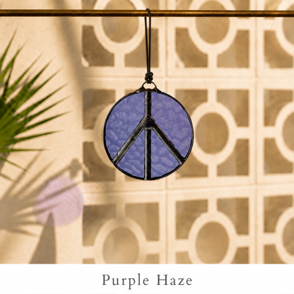 Peace Sign Stained Glass Suncatcher for Campers & Cozy Spaces - Samara Designs Studio
