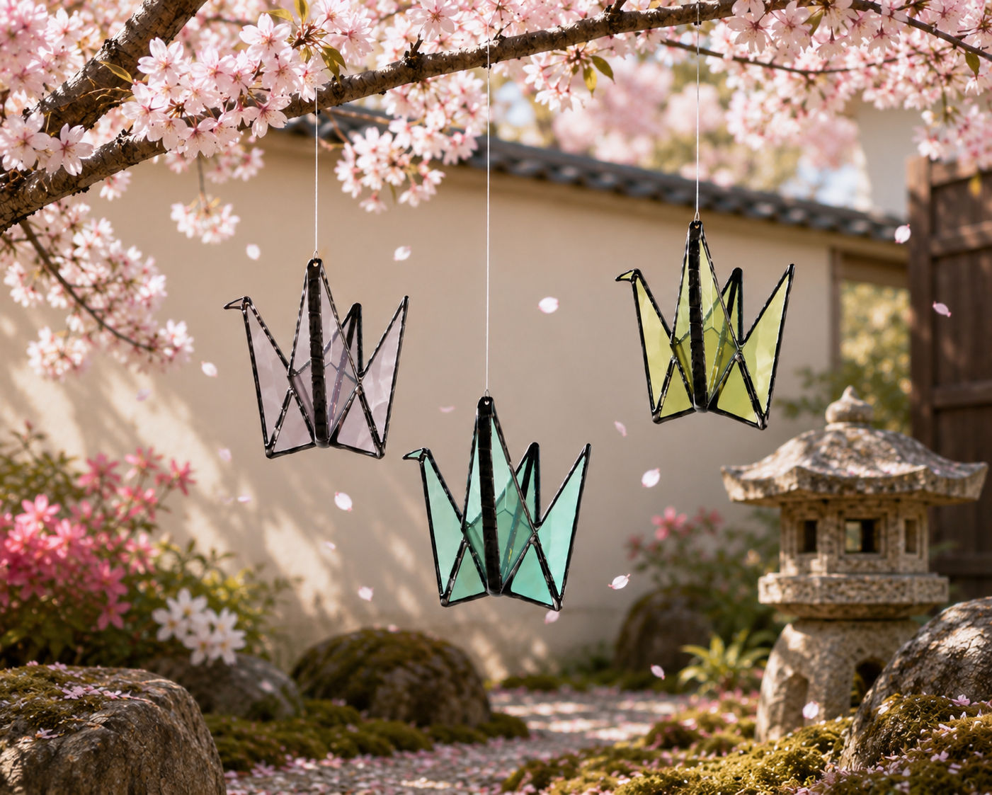 Stained Glass Origami Crane Suncatchers- Bird of Happiness - Samara Designs Studio
