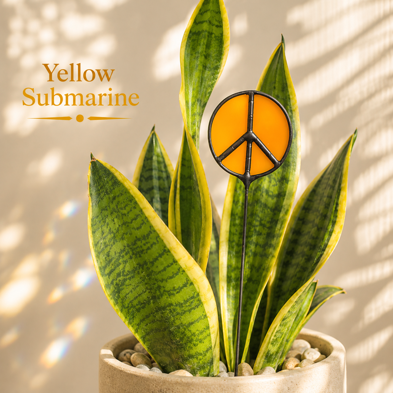Glass Peace Sign Plant Stakes – Handmade Stained Glass Garden Decor - Samara Designs Studio