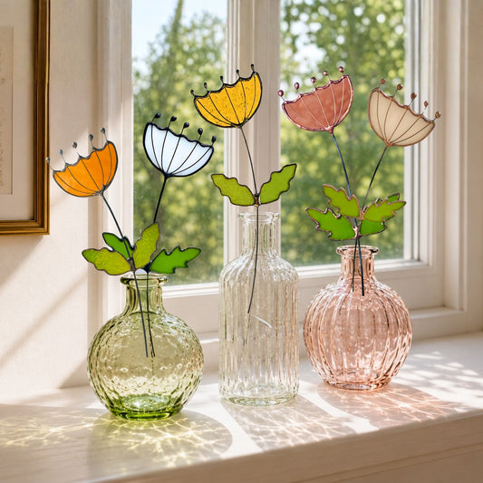 Queen Anne’s Lace Stained Glass Flower Stem - Samara Designs Studio