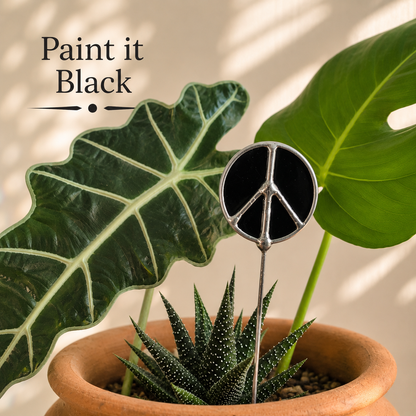 Glass Peace Sign Plant Stakes – Handmade Stained Glass Garden Decor - Samara Designs Studio