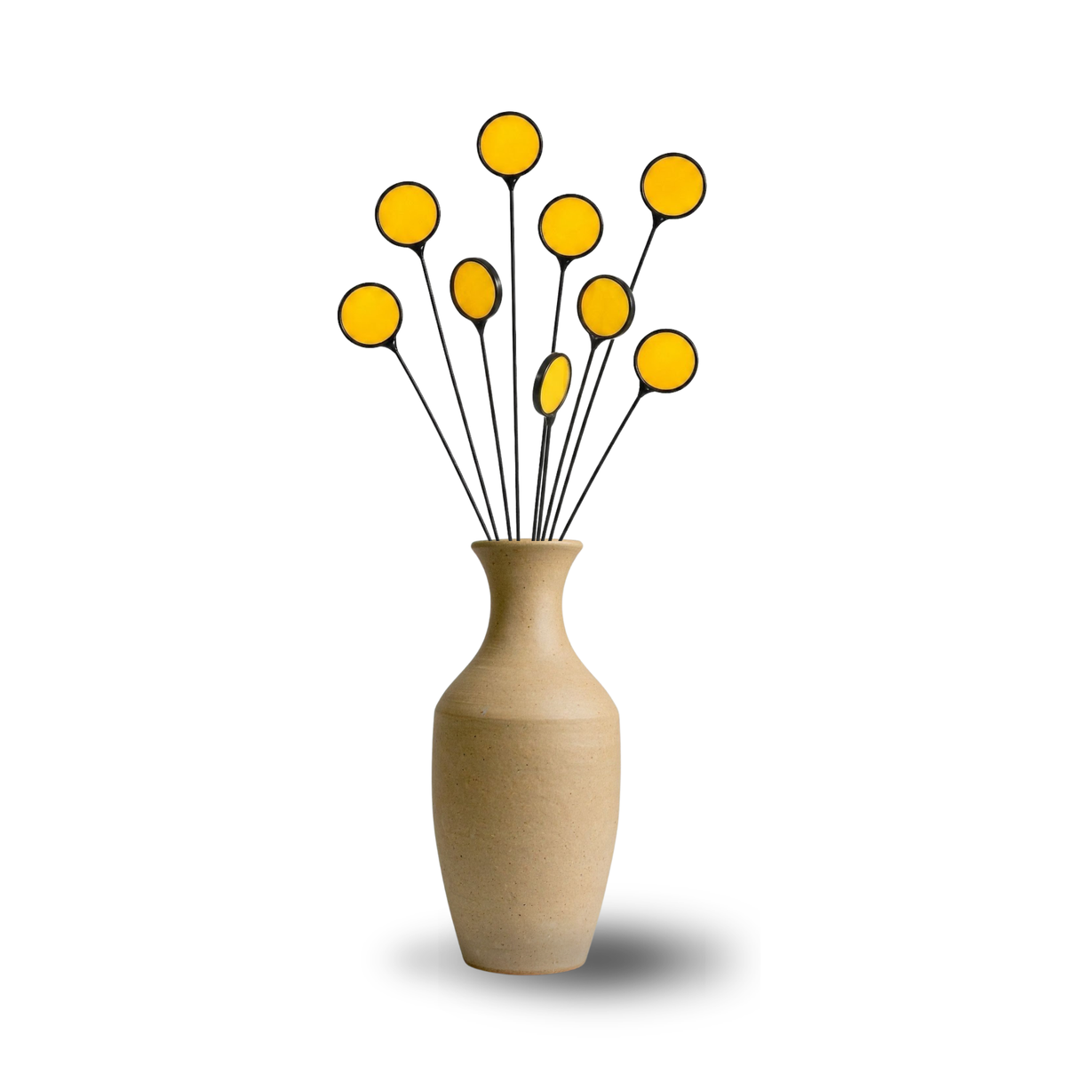 Stained Glass Billy Buttons | Set of 4 Yellow Craspedia Flower Stems