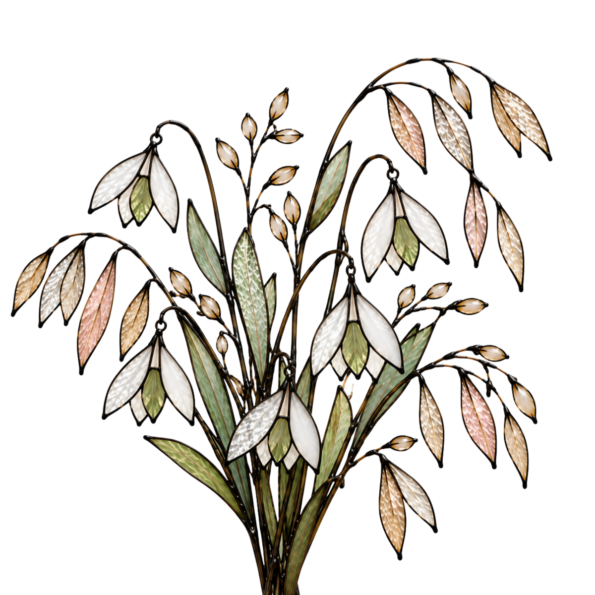 Sage & Champagne Meadow | Stained Glass Wildflower Arrangement - Samara Designs Studio