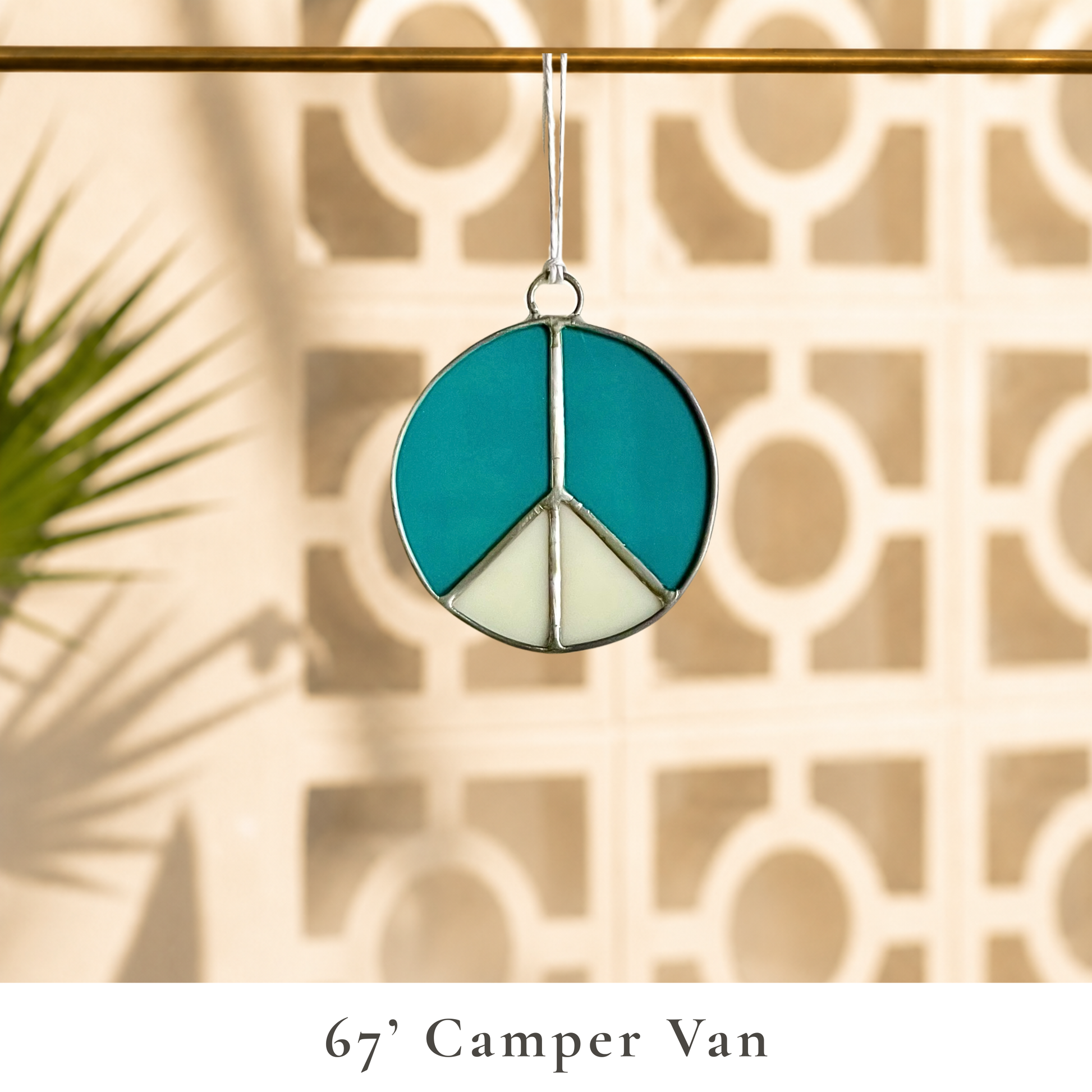 Retro Peace Sign Stained Glass Window Hanging - Samara Designs Studio