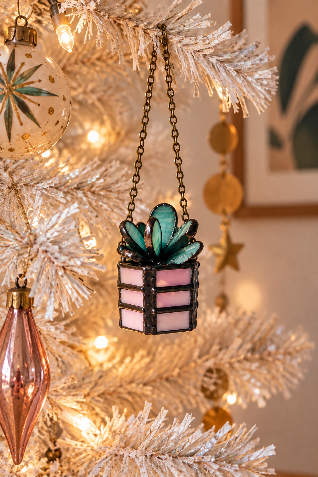 Mini Stained Glass Plant Ornaments