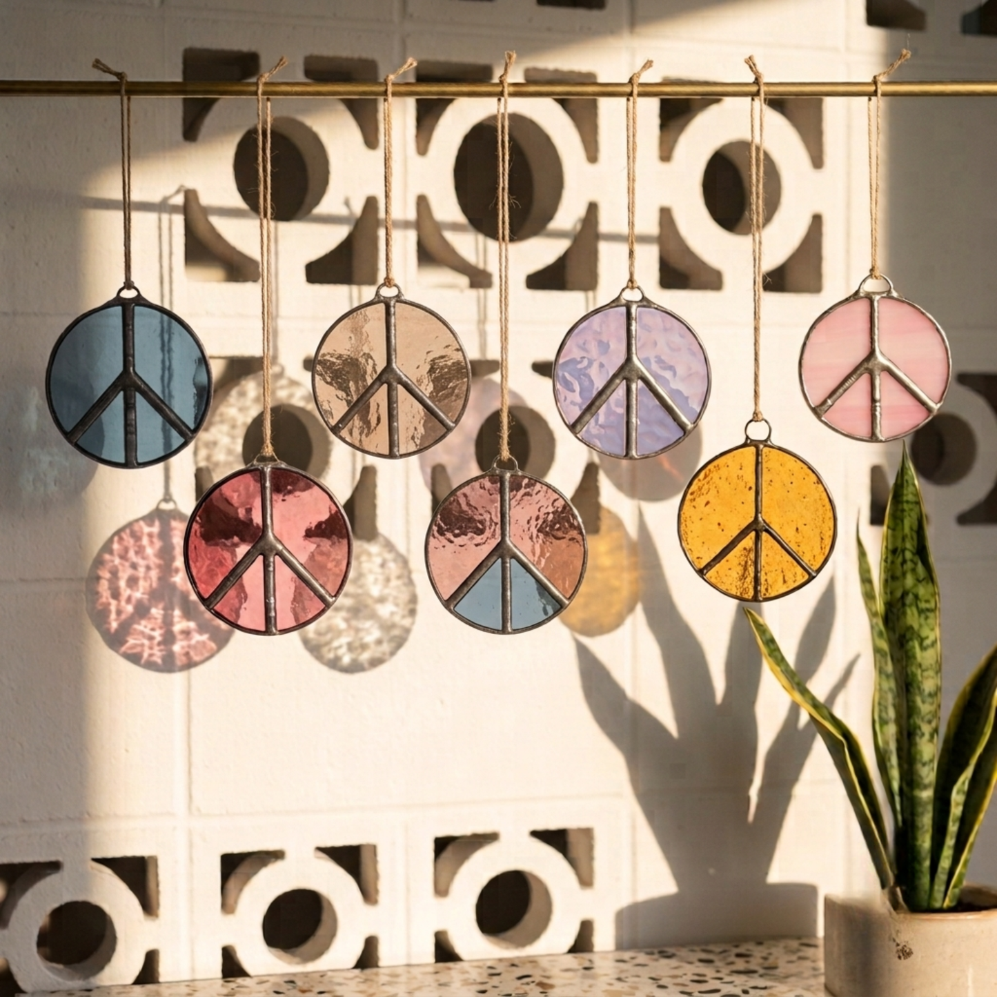 Peace Sign Stained Glass Suncatcher for Campers & Cozy Spaces - Samara Designs Studio