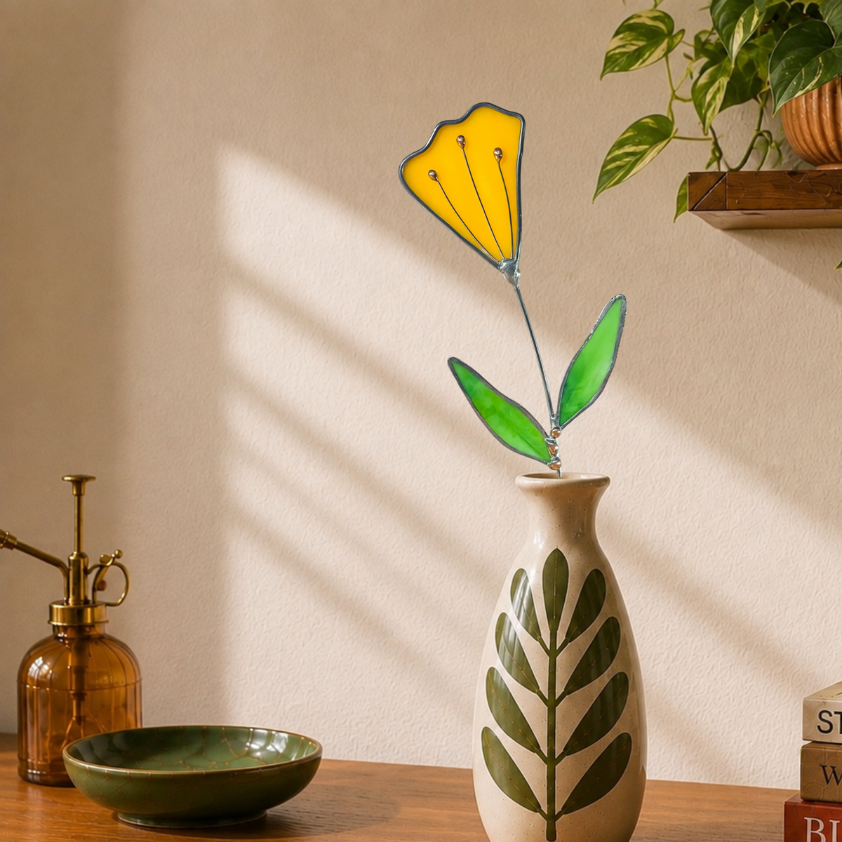 Handmade Stained Glass Floral Décor