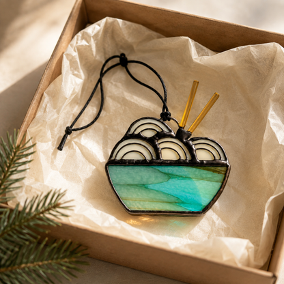 Stained Glass Ramen Noodle Ornament & Suncatcher | Foodie Gift