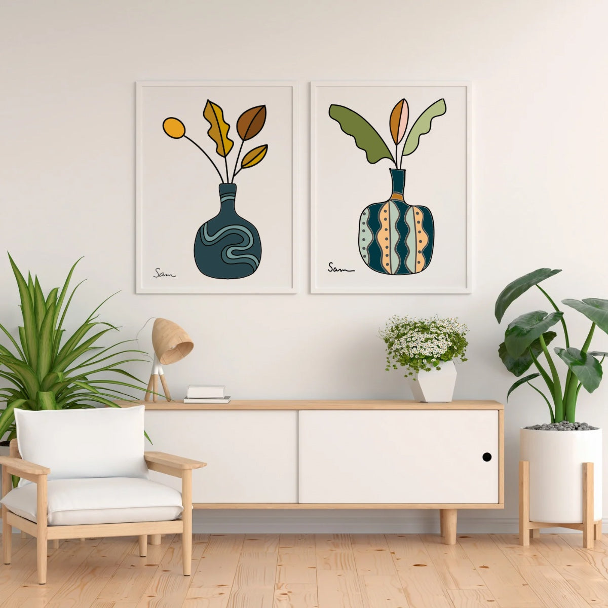 Modern Vase Art Print | Botanical Wall Art - Samara Designs Studio