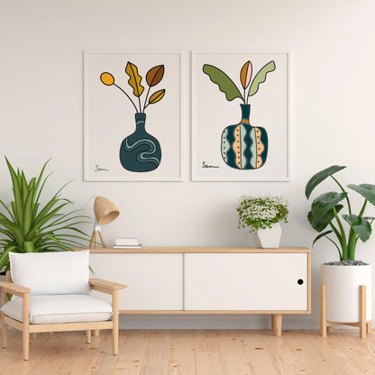 Modern Vase Art Print | Botanical Wall Art - Samara Designs Studio