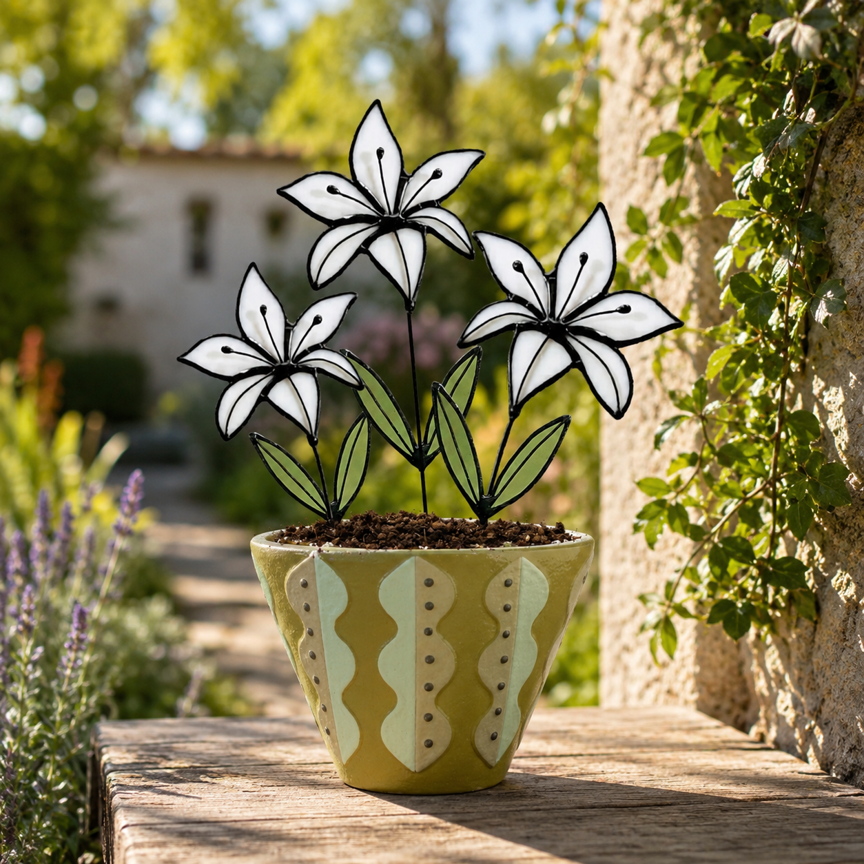 White Lily Glass Flower Stems – Handmade Minimal Botanical Art - Samara Designs Studio