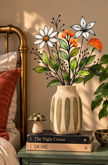 Orange Meadow | Stained Glass Botanical Bouquet - Samara Designs Studio