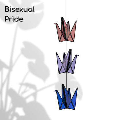Rainbow Pride Stained Glass Crane Mobile | LGBTQ+, Transgender, Queer, Bisexual Inspired Decor - Samara Designs Studio